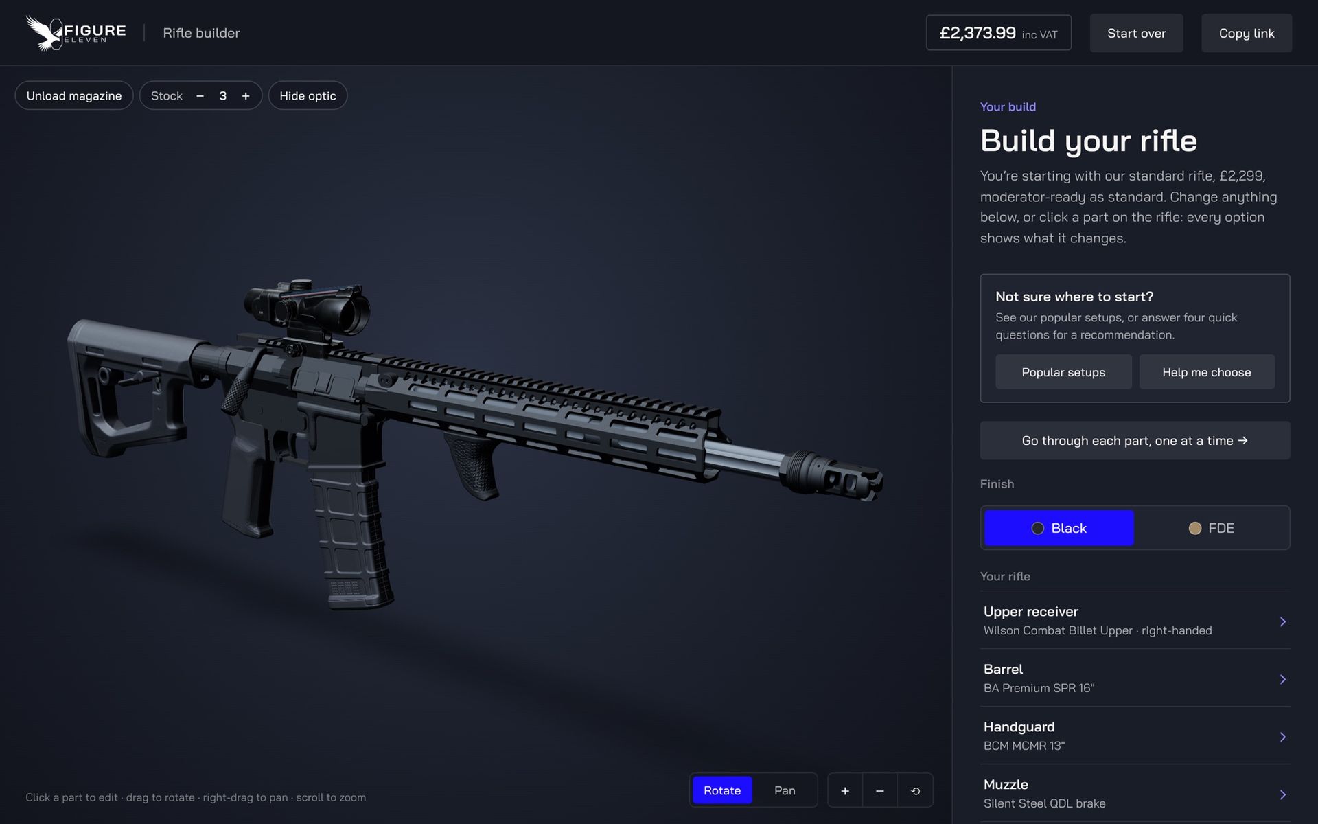 The Figure Eleven 3D rifle builder